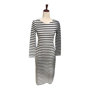 J. Crew Striped Black and White Midi Dress NWT